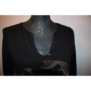 Zadig & Voltaire Tunisien Strass T Blk sz L $128